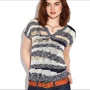 Lucky Brand Short sleeved lightweight sweater striped sweater sz S NWT